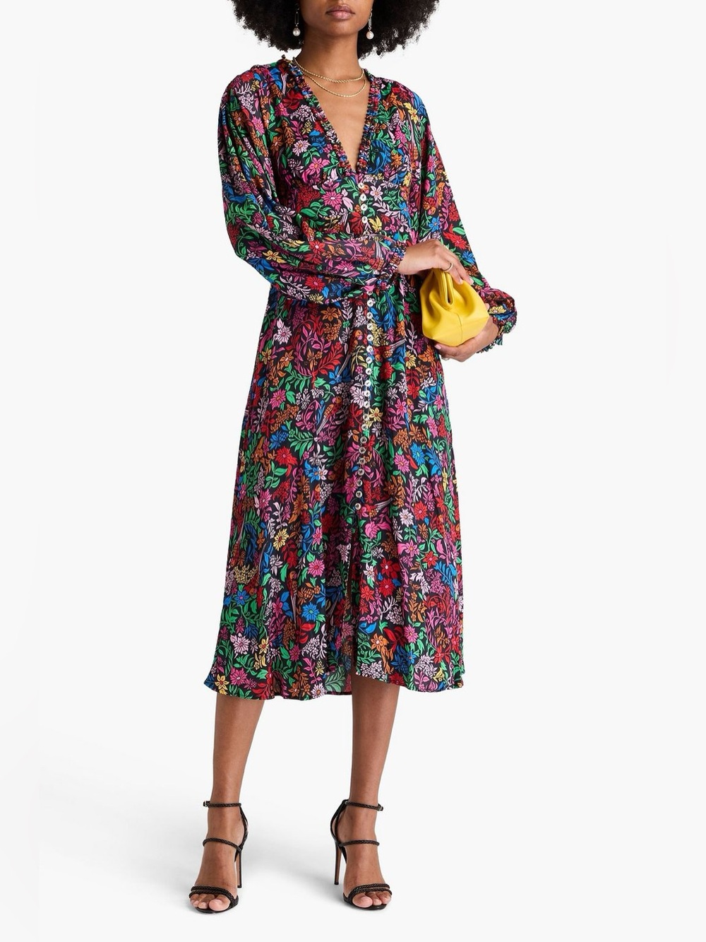 FARM Rio Tropical Garden Floral Midi Dress Lenzing™ Ecovero™ Viscose XS